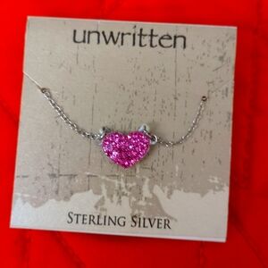 Sparkly pink zirconia small heart necklace